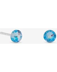 Simply Silver - Sterling Plated 4Mm Light Sapphire Studs - Lyst
