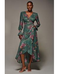 Jolie Moi - Long Sleeve Frill Hem Mesh Maxi Dress - Lyst