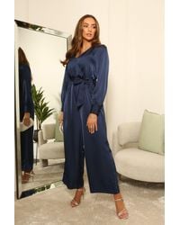 Double Second - Lux Satin Wrap Jumpsuit - Lyst