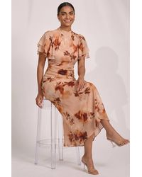 Jolie Moi - High Neck Angel Sleeve Chiffon Maxi Dress - Lyst