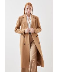 Karen Millen - Italian Manteco Wool Blend Double Breasted Tailored Coat - Lyst