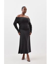 Karen Millen - Plus Size Slinky Jersey Bardot Maxi Dress - Lyst