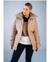 Love Lace - Shiny Quilted High Collar Hip Jacket Style 174069 - Lyst