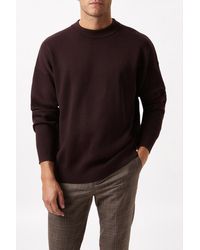 Burton - Premium Chocolate Relaxed Knitted Crew Neck Jumper - Lyst