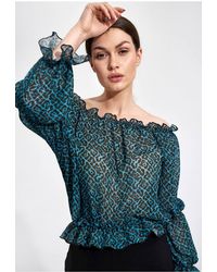 Love Lace - Airy Spanish Long Sleeve Blouse With Elastic Hem - Lyst