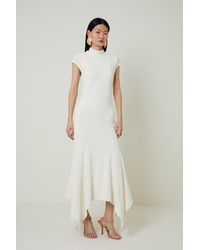 Karen Millen - Petite Textured Jersey Dramatic Hem Maxi Dress - Lyst