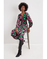 Dorothy Perkins - Tall Multi Floral Ruched Front Midi Dress - Lyst