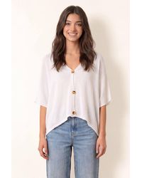 Blue Vanilla - Three Quarter Sleeve Button Up V-Neck Jumper - Lyst