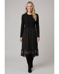 Izabel London - Polka Dot Print Lace Hem Midi Dress - Lyst
