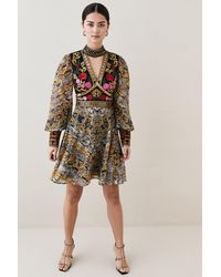 Karen Millen - Petite Baroque Embroidered & Bead Mini Dress - Lyst