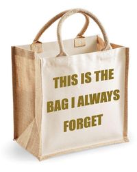 60 SECOND MAKEOVER - Medium Jute Bag This Is The Bag I Always Forget Natural Bag Gold Text New Mum - Lyst