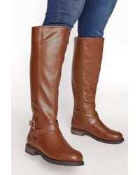 Yours - Extra Wide Fit Faux Leather Knee High Boots - Lyst