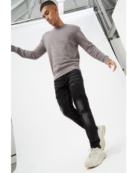 Burton - Skinny Dark Grey Rip And Repair Jeans - Lyst