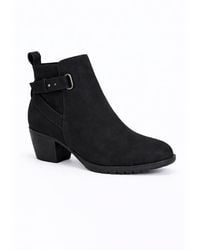 Spot on - Low Block Heel Ankle Boots With Buckle Detail - Lyst