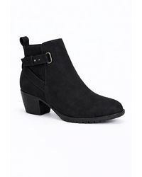 Spot on - Low Block Heel Ankle Boots With Buckle Detail - Lyst