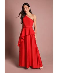 Coast - One Shoulder Ruffle Detail Satin Maxi Dress - Lyst