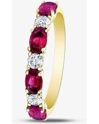 T.H.Baker - 9Ct Ruby & 0.2Ct Diamond Half Eternity Ring 50L77 Ruby O - Lyst