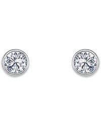 Jewelco London - Rhodium Plated Cz Solitaire Stud Earrings 5Mm 6Mm - Lyst