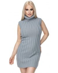 Love Lace - Sleeveless Rib Knit Turtleneck Mini Dress Style 132039 - Lyst