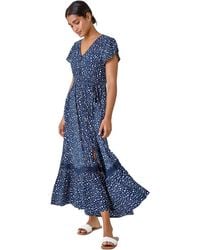 Roman - Polka Dot Lace Detail Maxi Dress - Lyst