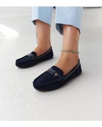 Love Lace - Moccasin Slip On Fabric Loafers With Almond Toe Flat Sole - Lyst