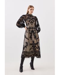 Karen Millen - Tall Baroque Applique Woven Maxi Dress - Lyst