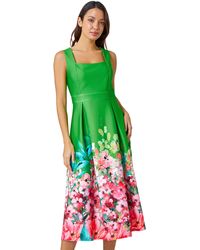 Roman - Premium Stretch Floral Midi Dress - Lyst