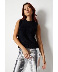 Warehouse - Textured Knitted Sleeveless Sweater Vest - Lyst
