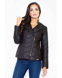 Love Lace - Lightweight Quilted Short Jacket With Diagonal Zip - Lyst
