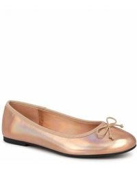 Spot on - Bow Detail Ballet Pumps With Iridescent Finish - Lyst