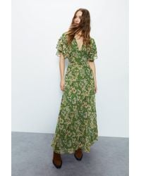 Warehouse - Daisy Floral Print Chiffon Maxi Dress - Lyst