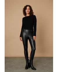 Wallis - Tall Black Faux Leather Leggings - Lyst