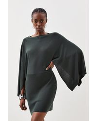 KarenMillen - Cashmere Blend Drama Sleeve Slash Neck Knit Mini Dress - Lyst