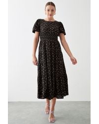 Dorothy Perkins - Printed Tiered Shirred Waist Midi Dress - Lyst