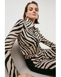 Karen Millen - Zebra Jacquard Bandage Knit Cropped Jacket - Lyst