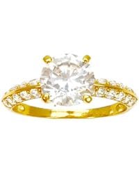 Raina Jewels - 22Ct Round 4-Claw Cubic Zirconia Pave Engagement Ring 7Mm - Lyst