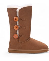 Infinity Leather - Sheepskin Suede Button Warm Winter Calf Boots - Lyst