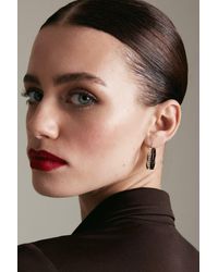 Karen Millen - Gold Plated Chunky Diamante Hoop Earrings - Lyst