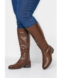 Yours - Wide & Extra Wide Fit Pu Stretch Heeled Knee High Boots - Lyst