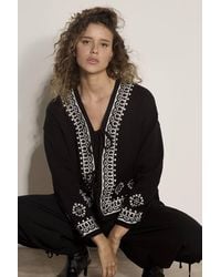 Apricot - Soft Ribbed Knit Embroidered Cardigan - Lyst