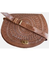 Berber Leather - 'The Temara' Embossed Leather Saddle Bag - Lyst