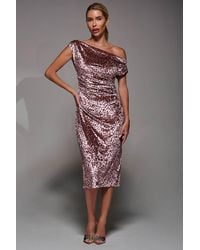 Jolie Moi - Velvet Print Ruched Bodycon Dress - Lyst