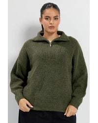 Yours - Zip Neck Knitted Jumper - Lyst