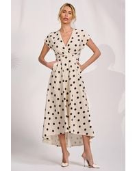 Jolie Moi - Printed Scuba Dipped Hem Maxi Dress - Lyst