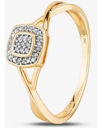 T.H.Baker - 9Ct 0.05Ct Diamond Pave Square Cluster Promise Ring - Lyst