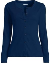 Lands' End - Long Sleeve Micro Rib Buttonfront Top - Lyst