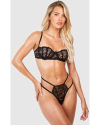 Boohoo - Lace Balcony Bra And Thong Set - Lyst