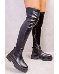Where's That From - 'elena' Chunky Over The Knee Strech Boots - Lyst