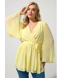 Yours - Pleat Sleeve Wrap Top - Lyst
