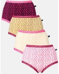 British Boxers - Pack Of Four "Leopard Rose" Bamboo Lace Full Briefs - Lyst